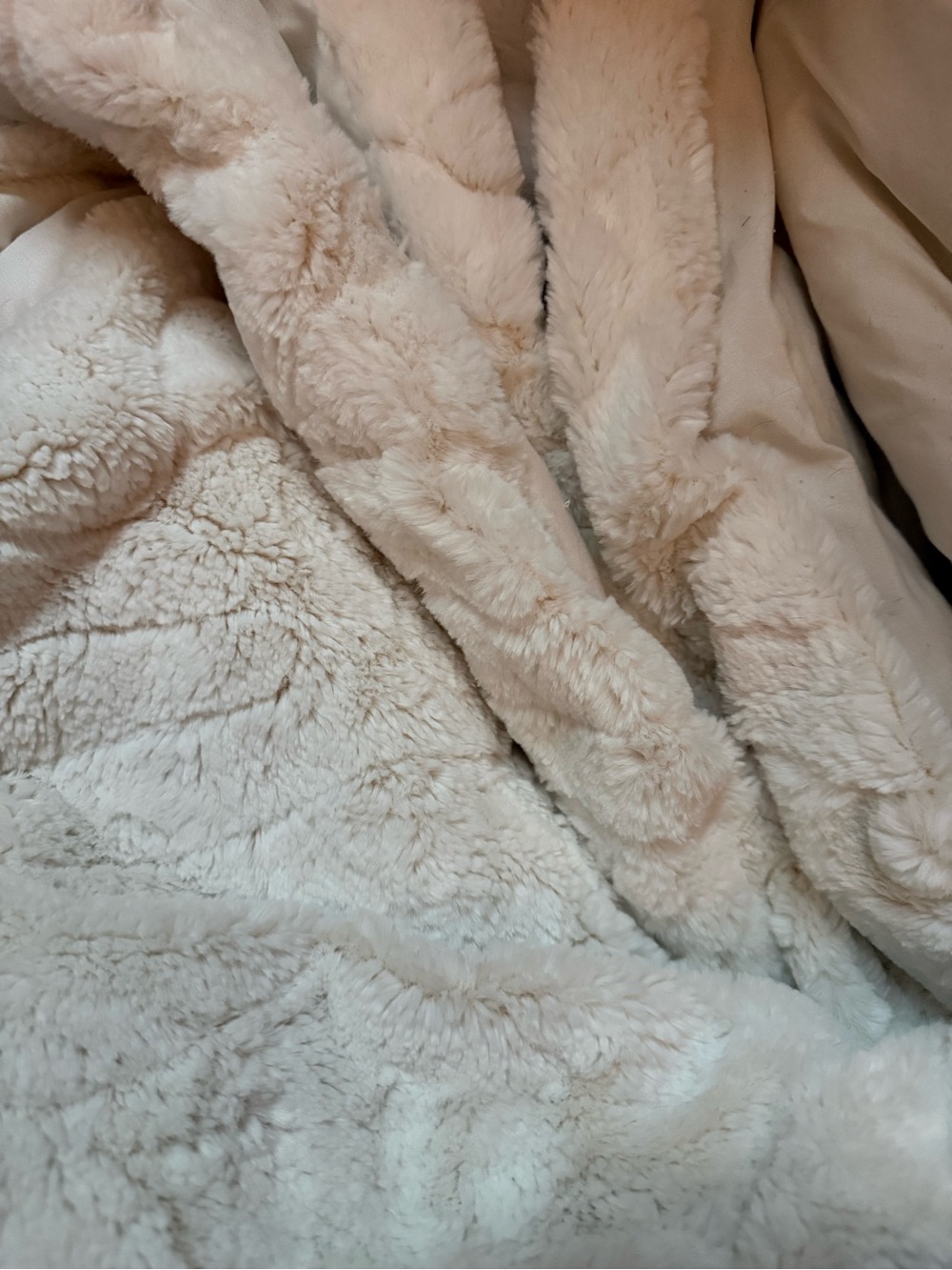 Plush Faux Fur Queen Comforter - Cream